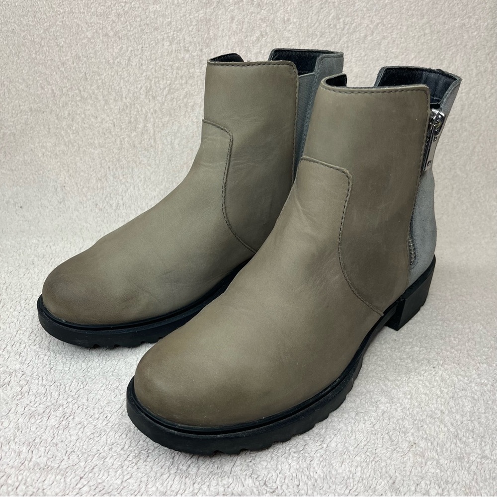 Sorel Zip Waterproof Leather & Suede Chelsea Ankle Boots Women’s 7 Gray Emelie